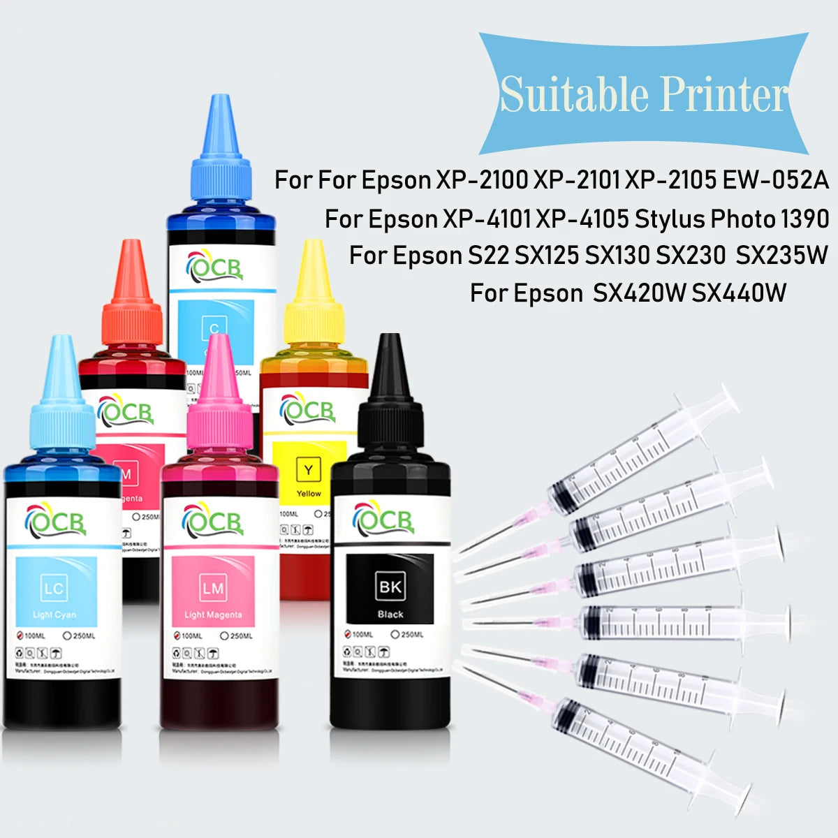 100ml Printer Refillable Ink Cartridges and CISS Systems cyan, magenta, yellow, light cyan and light magenta