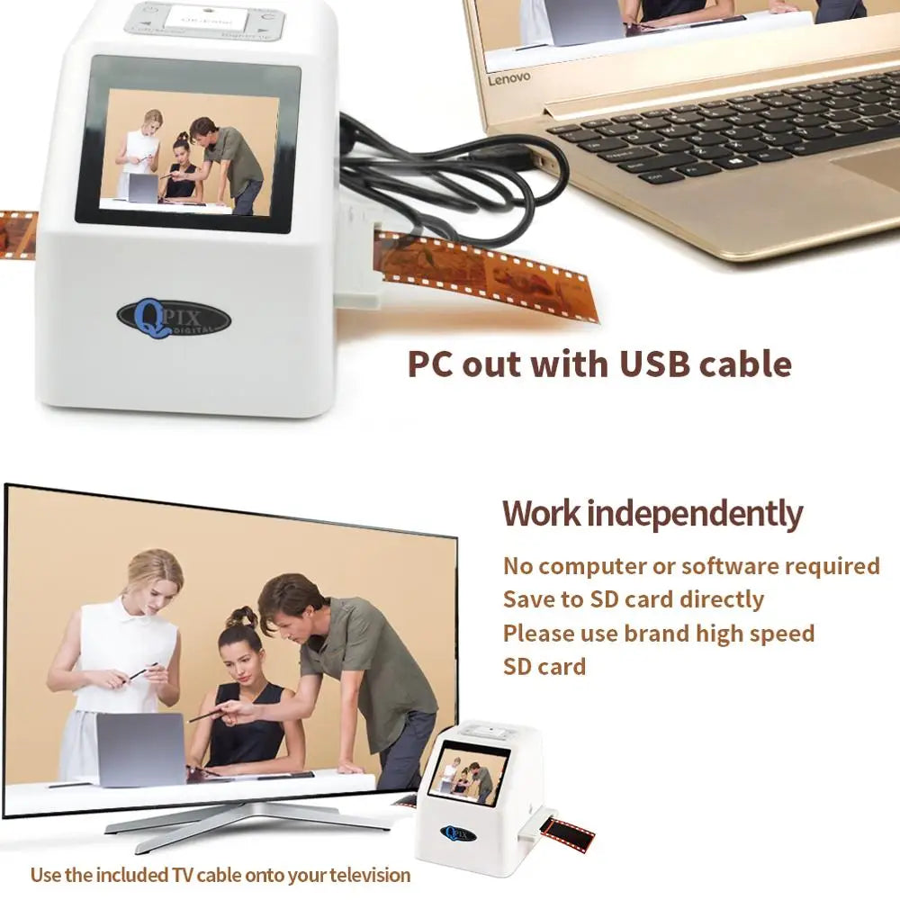 Portable Film scanner 35mm Negative Film Scanner with 2.4"LCD screen super 8 negatives and slides cmos sensor