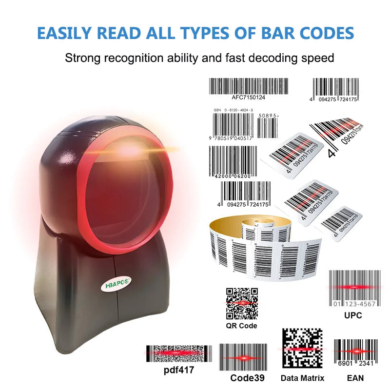 Scanner 2D Omnidirectional Barcode Scanner 1D 2D QR Code Desktop Bar code usb Reader