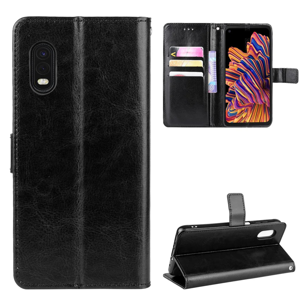 Samsung Galaxy Xcover Pro Leather Flip Case For Samsung cellphone (Multiple Options Available)