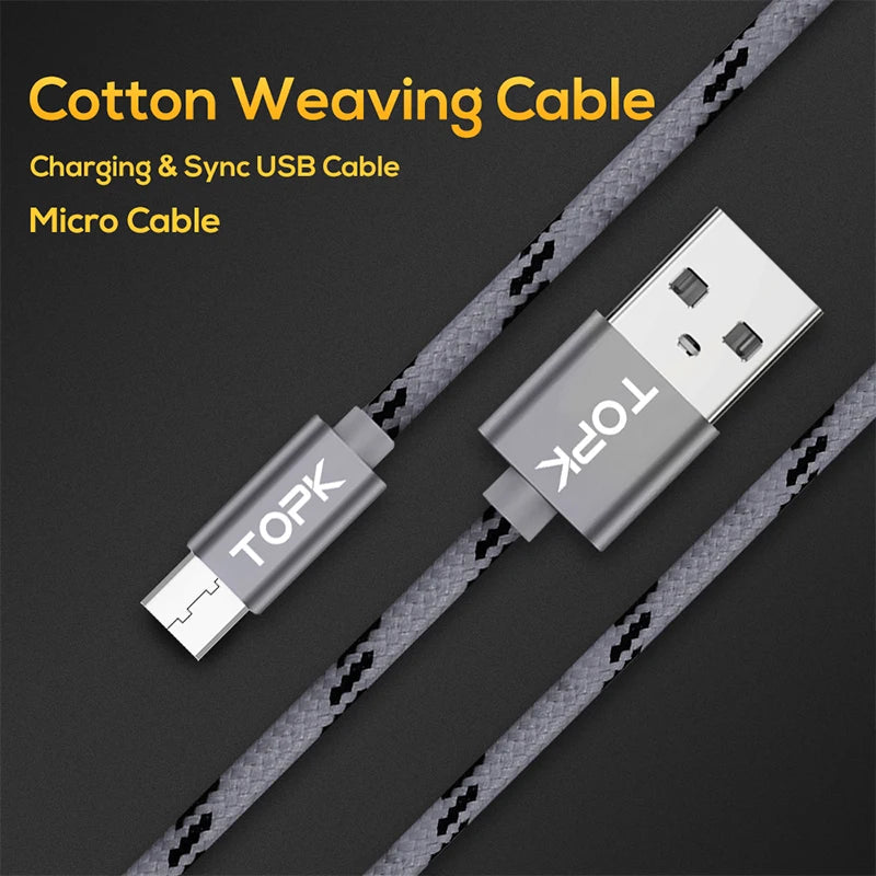 Micro USB Cable 2.4A Fast Charging Cable For Android Samsung Galaxy Note series and Xiaomi Redmi Note models