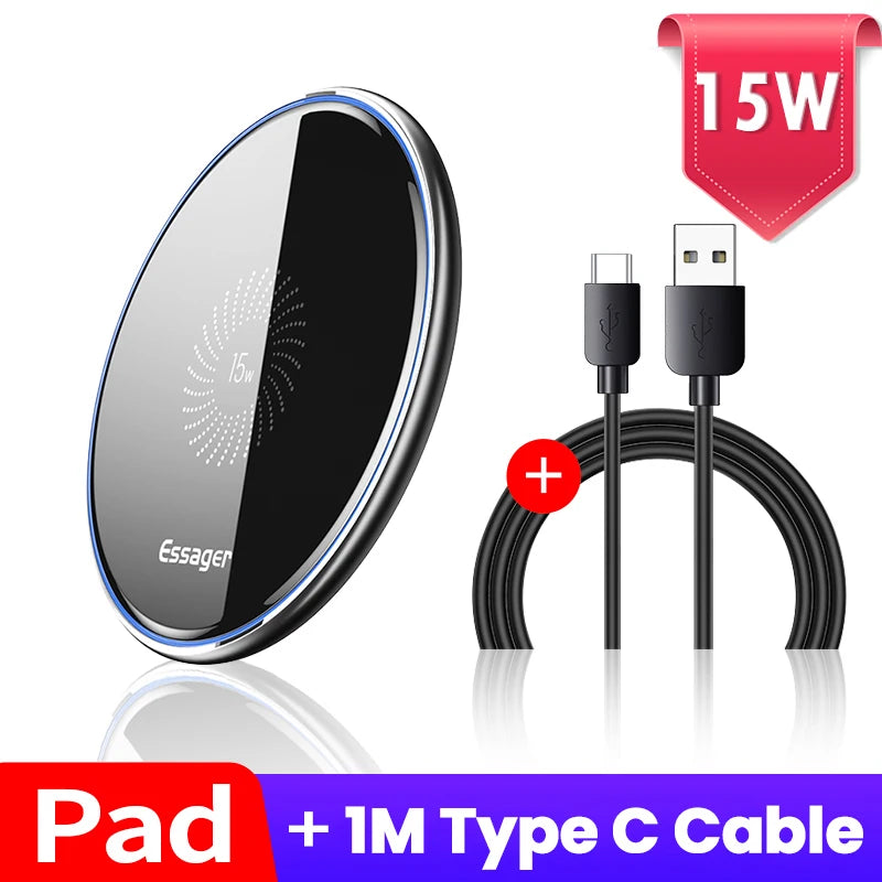 Qi Wireless Charger For iPhone and Samsung 15 Watts charging cellphone charger mobile device