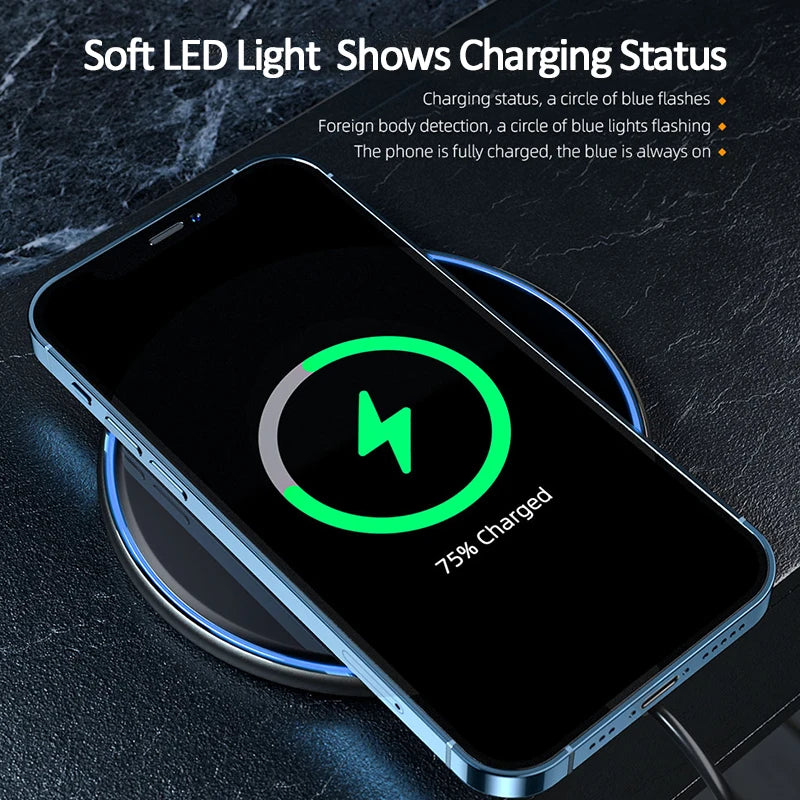 Qi Wireless Charger For iPhone and Samsung 15 Watts charging cellphone charger mobile device