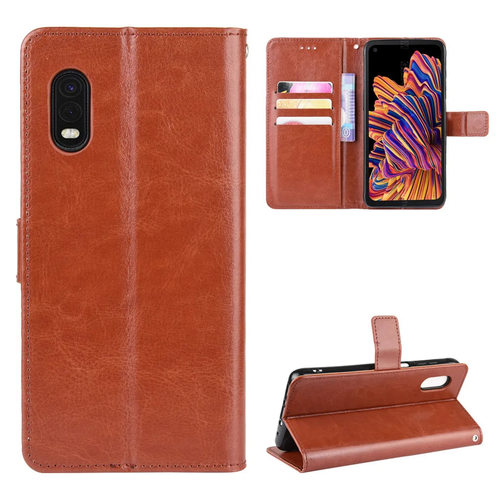 Samsung Galaxy Xcover Pro Leather Flip Case For Samsung cellphone (Multiple Options Available)