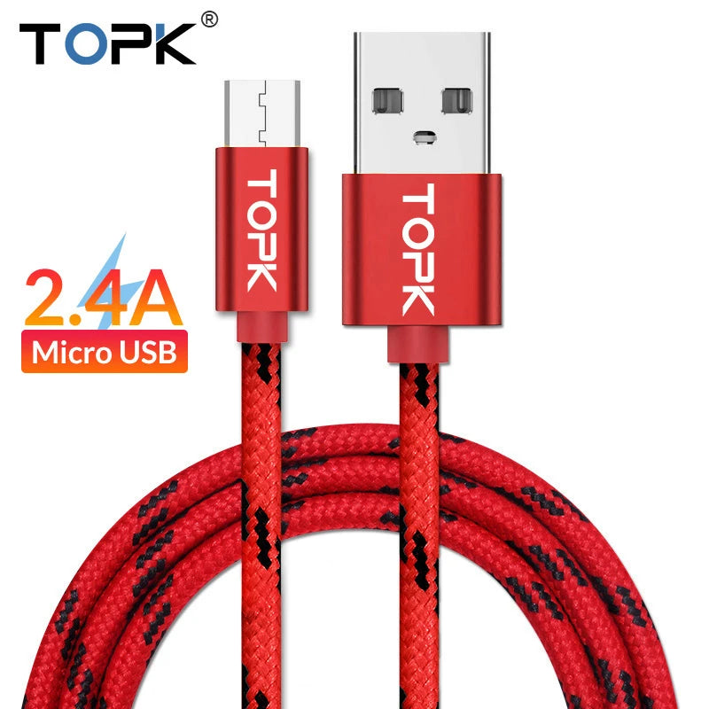 Micro USB Cable 2.4A Fast Charging Cable For Android Samsung Galaxy Note series and Xiaomi Redmi Note models