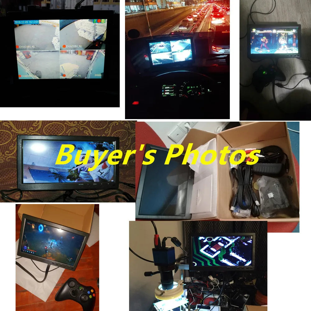 Computer Monitor Podofo 10.1 inch  LCD HD Monitor & Computer Display Color Screen 2 Channel Video Input Security Monitor With BNC / AVI / VGA / HDMI