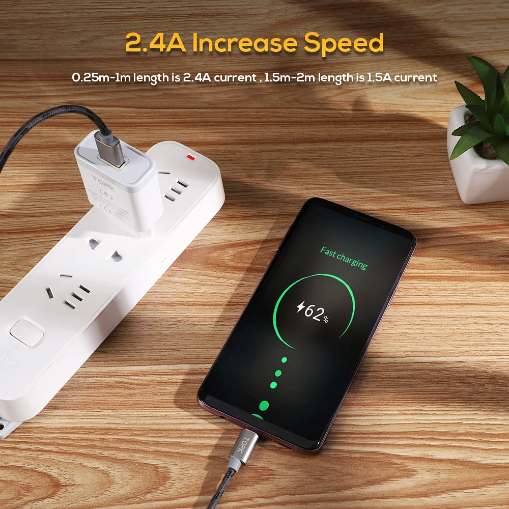 Micro USB Cable 2.4A Fast Charging Cable For Android Samsung Galaxy Note series and Xiaomi Redmi Note models