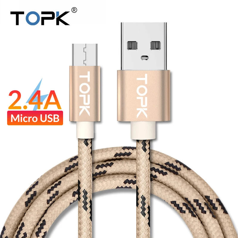 Micro USB Cable 2.4A Fast Charging Cable For Android Samsung Galaxy Note series and Xiaomi Redmi Note models