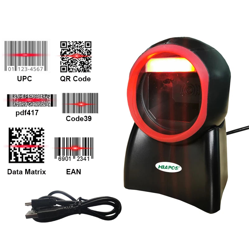 Scanner 2D Omnidirectional Barcode Scanner 1D 2D QR Code Desktop Bar code usb Reader