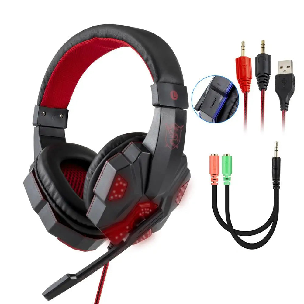 Video Game Headphones Cool LED Wired Headphones With Microphone