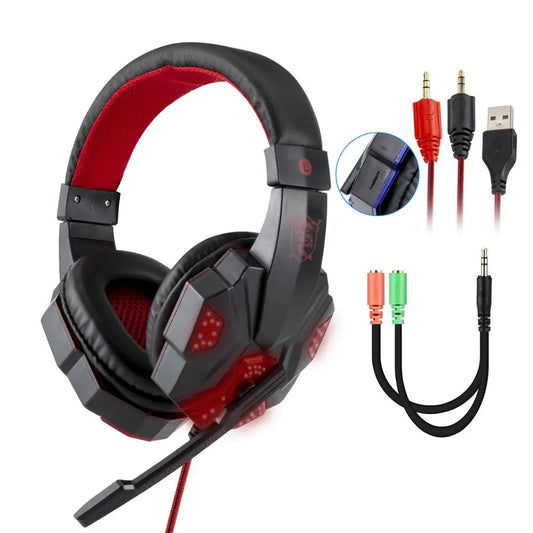 Video Game Headphones Cool LED Wired Headphones With Microphone