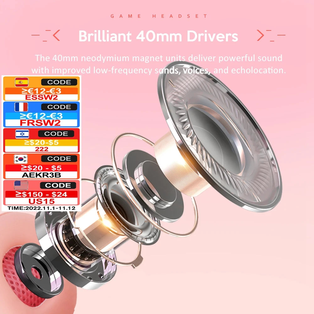 Video Game Headphones Cool LED Wired Headphones With Microphone