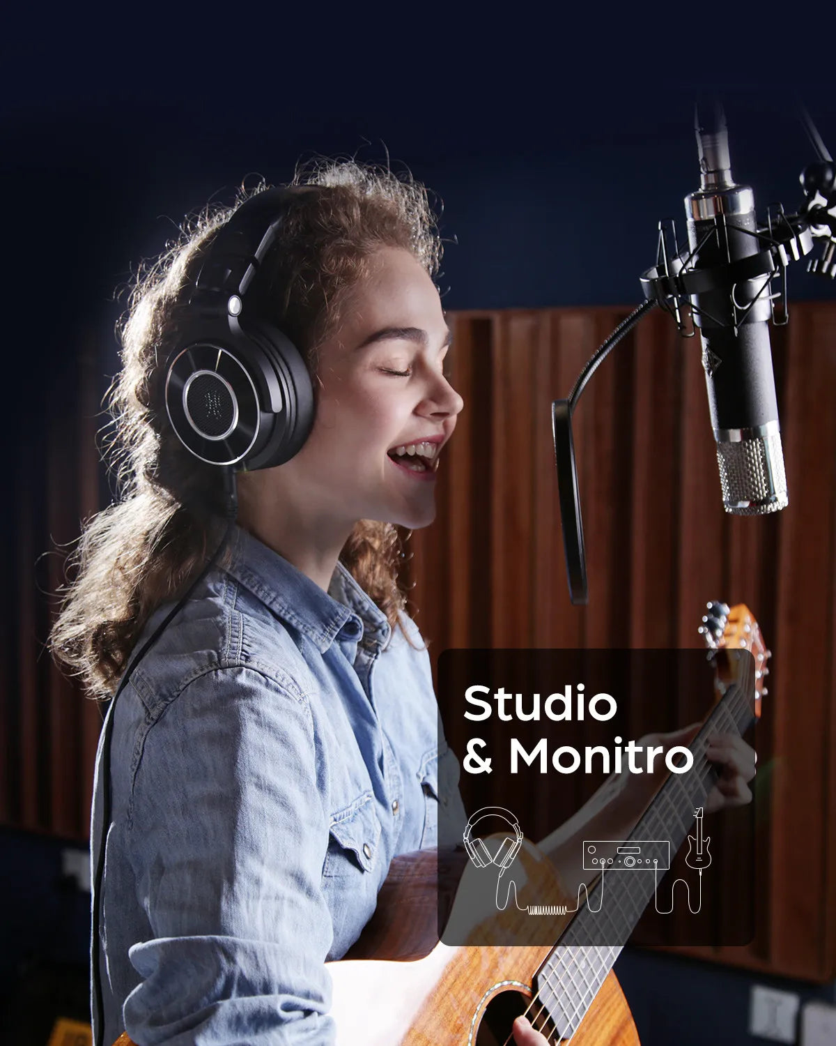 Wired Headphones With Hi-Res Audio Microphone Designed for professional DJs and studio monitoring headphone