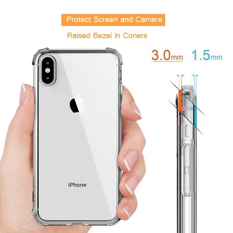 iPhone cases Shockproof Bumper Transparent Silicone Phone Case For iPhone Compatible with multiple iPhone models including iPhone 6,6s, 7,8, X series, and the iPhone 12 series