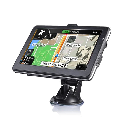 GPS Navigation System Sunshade 7 Inch Touch Screen GPS  built-in charger, FM transmitter, multimedia support for MP3, MP4, and various video formats