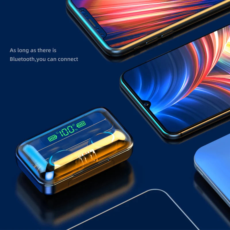 Earphones 9D Stereo Sports Waterproof Earbuds wireless Bluetooth 5.0 In-ear headphone built-in microphone