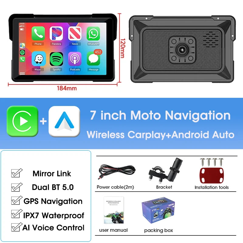 Car GPS Navigation System Waterproof CarPlay GPS DVR for Motorcycles 5 & 7 Inch LCD Automobile maps