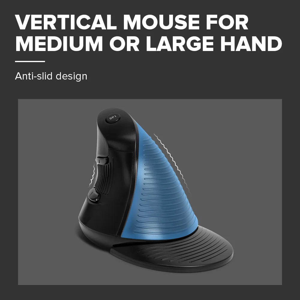 Computer mouse Delux M618 BU Ergonomic Vertical Mouse Equipped with six buttons and a single roller, versatile functionality for productivity and gaming computer accessory