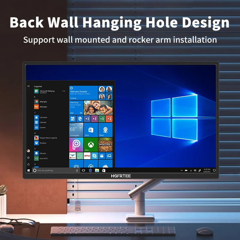 Computer Monitor 18.5'' 100Hz HDR IPS Portable Monitor, HGFRTEE