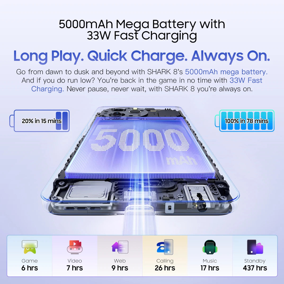 Blackview SHARK 8 Smartphone Android 13 cellphone dual sim, NFC, MTK Helio G99 processor for smooth gaming performance