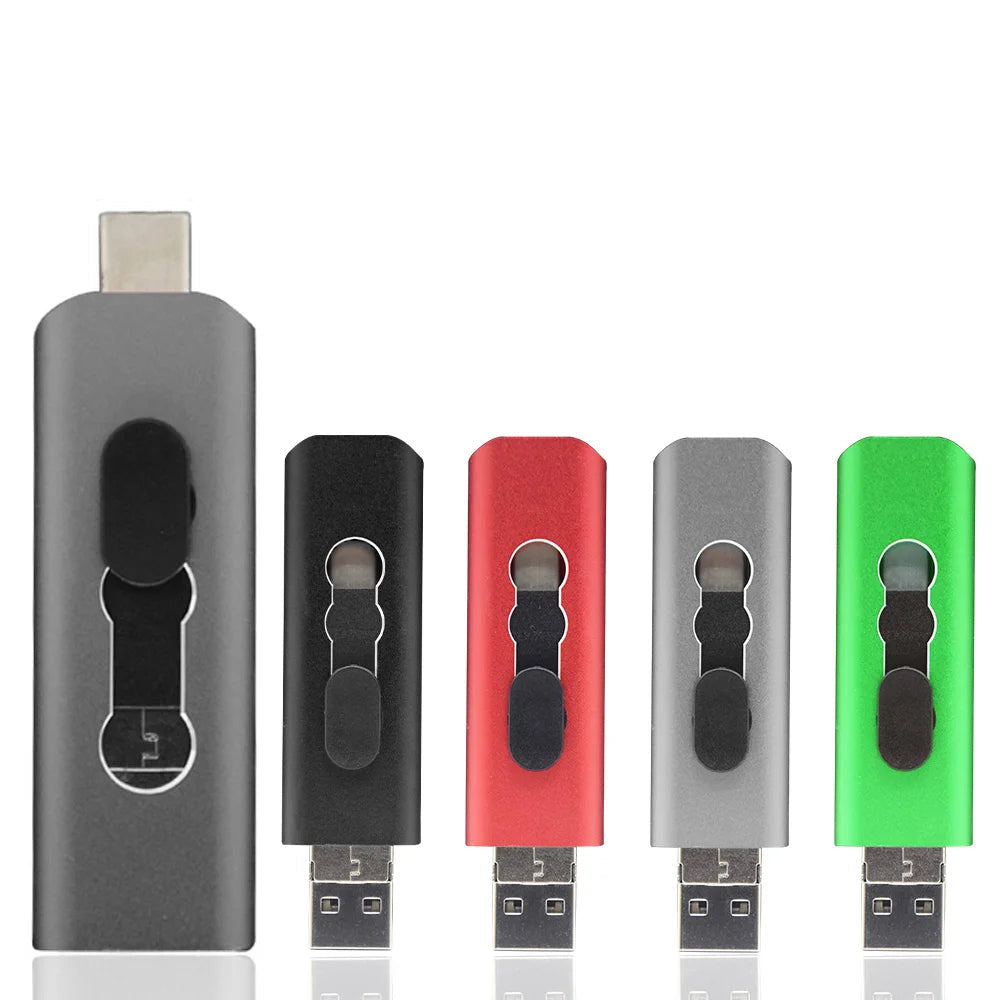 Metal USB Flash Drive 3 IN 1 USB 2.0 & Type C & Micro USB Stick OTG Pen Drive 128GB 64GB 32GB 16GB 8G Pendrive U Disk