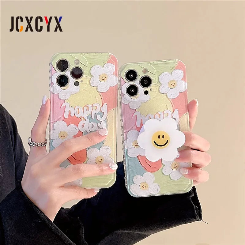 cellphone case Cute Flower Oil Painting Soft Case iPhone 12 Pro Max or 12 Mini