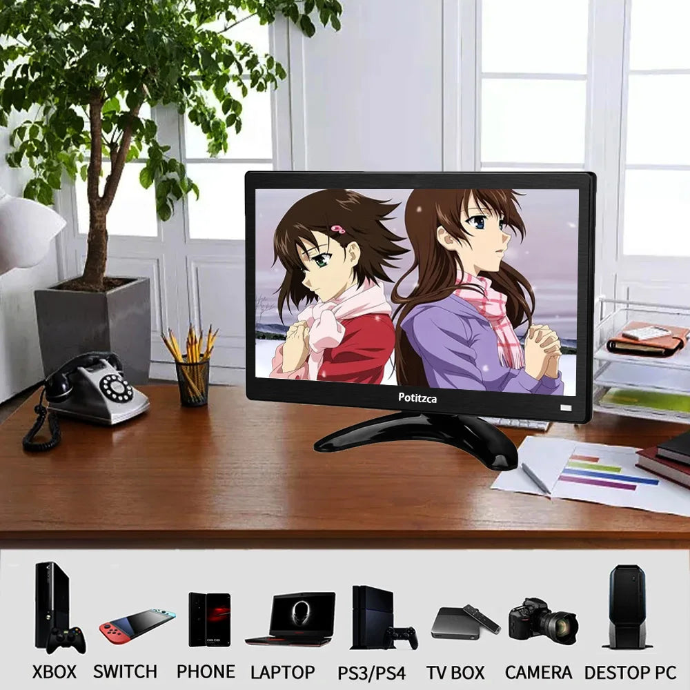 Computer Monitor 13.3" HD Portable Monitor – HDMI/VGA/BNC for PC, PS4, Xbox, Raspberry Pi