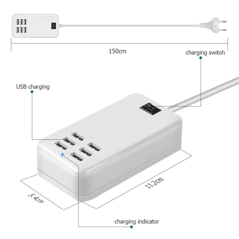Desktop Adapter with Switcher model XZT000618 6 Port USB Hub electronics