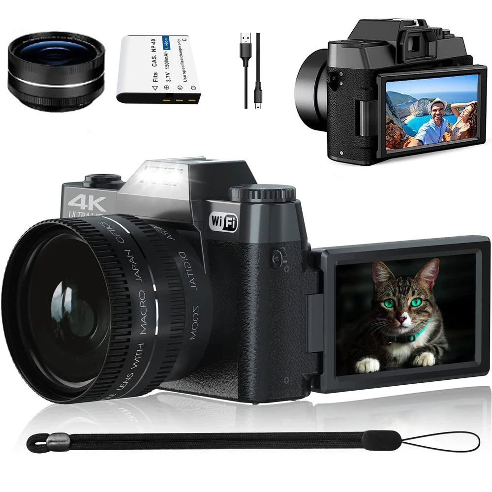 Camcorders 48MP 4K Vlog Cam with WiFi & 16X Zoom video camera  by KOMERY podcast equipment