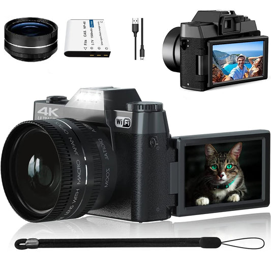 Camcorders 48MP 4K Vlog Cam with WiFi & 16X Zoom video camera  by KOMERY podcast equipment