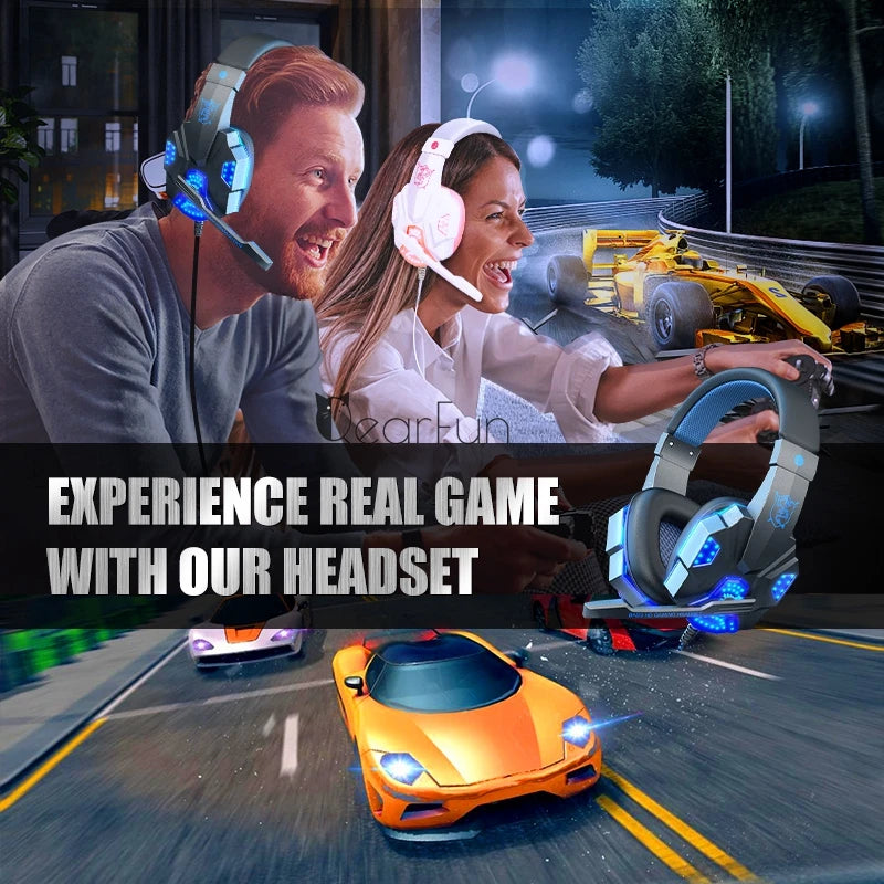 Video Game Headphones Cool LED Wired Headphones With Microphone