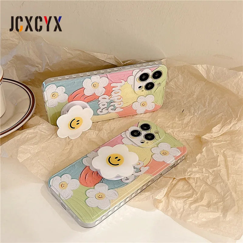 cellphone case Cute Flower Oil Painting Soft Case iPhone 12 Pro Max or 12 Mini
