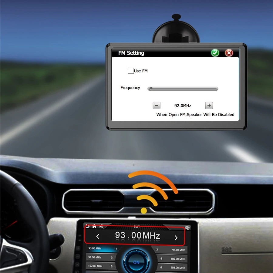 GPS Navigation System Sunshade 7 Inch Touch Screen GPS  built-in charger, FM transmitter, multimedia support for MP3, MP4, and various video formats