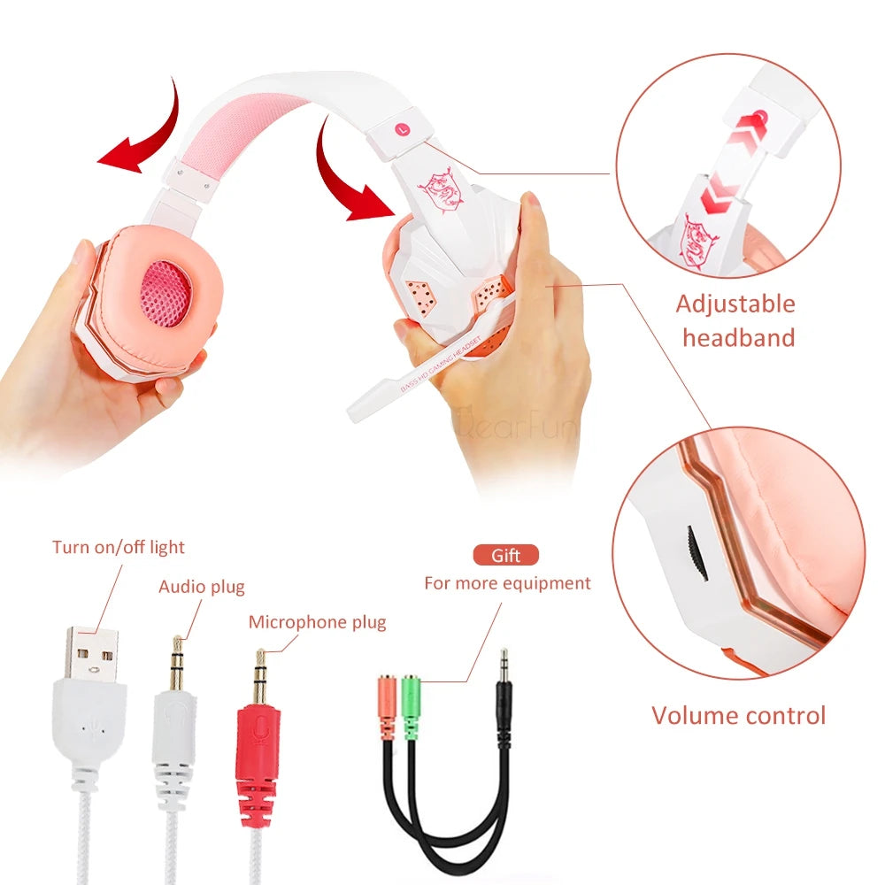 Video Game Headphones Cool LED Wired Headphones With Microphone