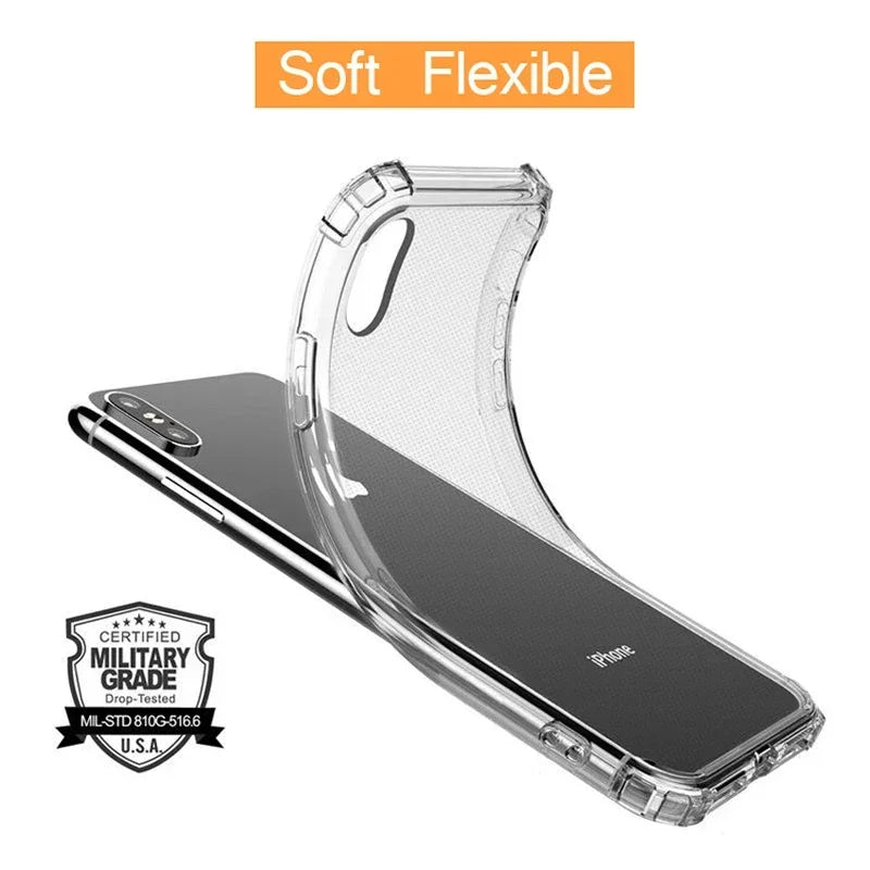 iPhone cases Shockproof Bumper Transparent Silicone Phone Case For iPhone Compatible with multiple iPhone models including iPhone 6,6s, 7,8, X series, and the iPhone 12 series