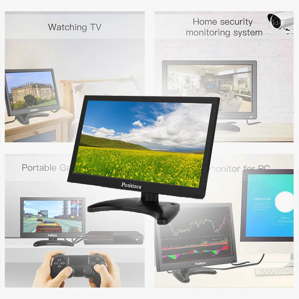 Computer Monitor 13.3" HD Portable Monitor – HDMI/VGA/BNC for PC, PS4, Xbox, Raspberry Pi