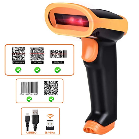 Handheld Wireless Barcode Scanner 2.4G 30m For POS and Inventory