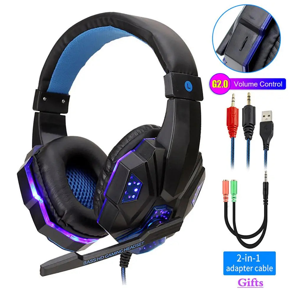 Video Game Headphones Cool LED Wired Headphones With Microphone