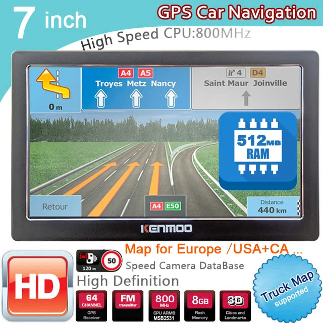 GPS Portable Navigation 7 Inch HD by KKENMOO