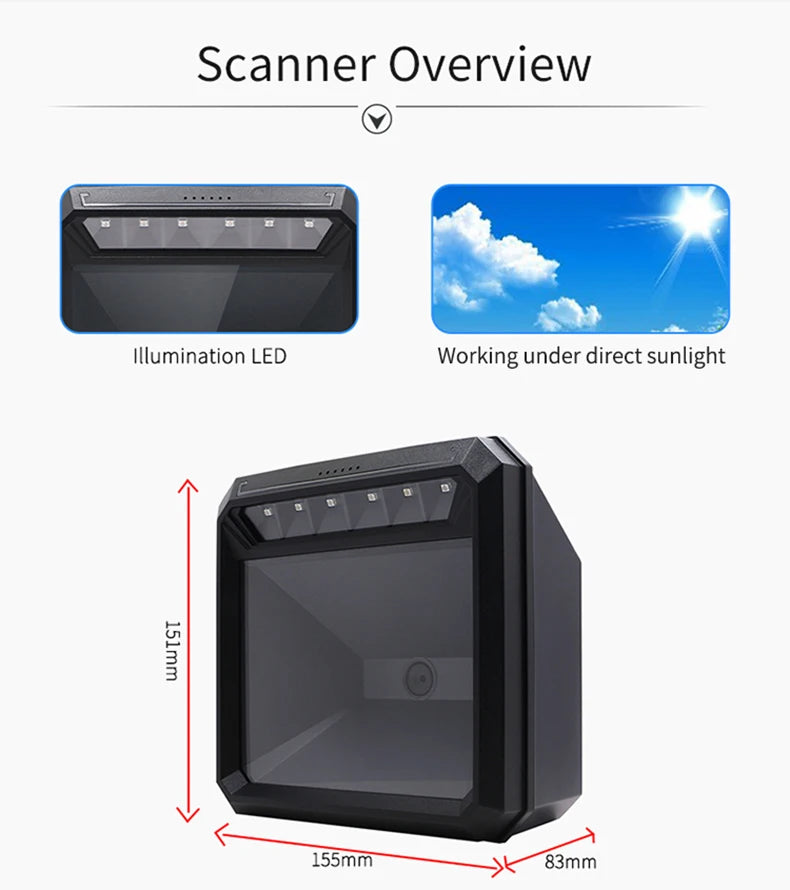 barcode scanner model MP7000 Handsfree 2D 1D Barcode Scanner