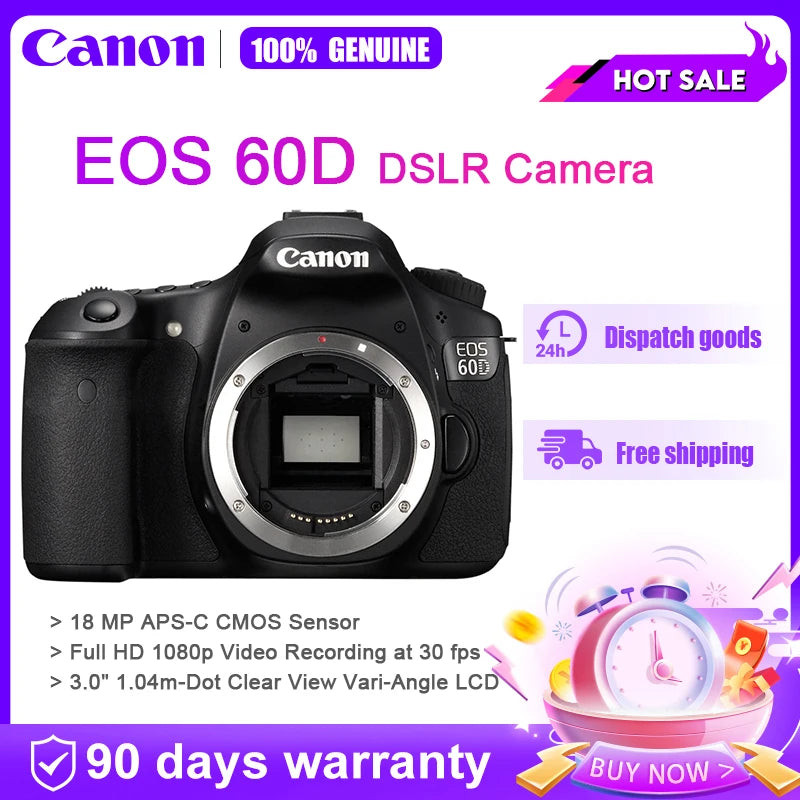 Digital Camera Canon 60D DSLR Camera features an 18MP APS-C sensor