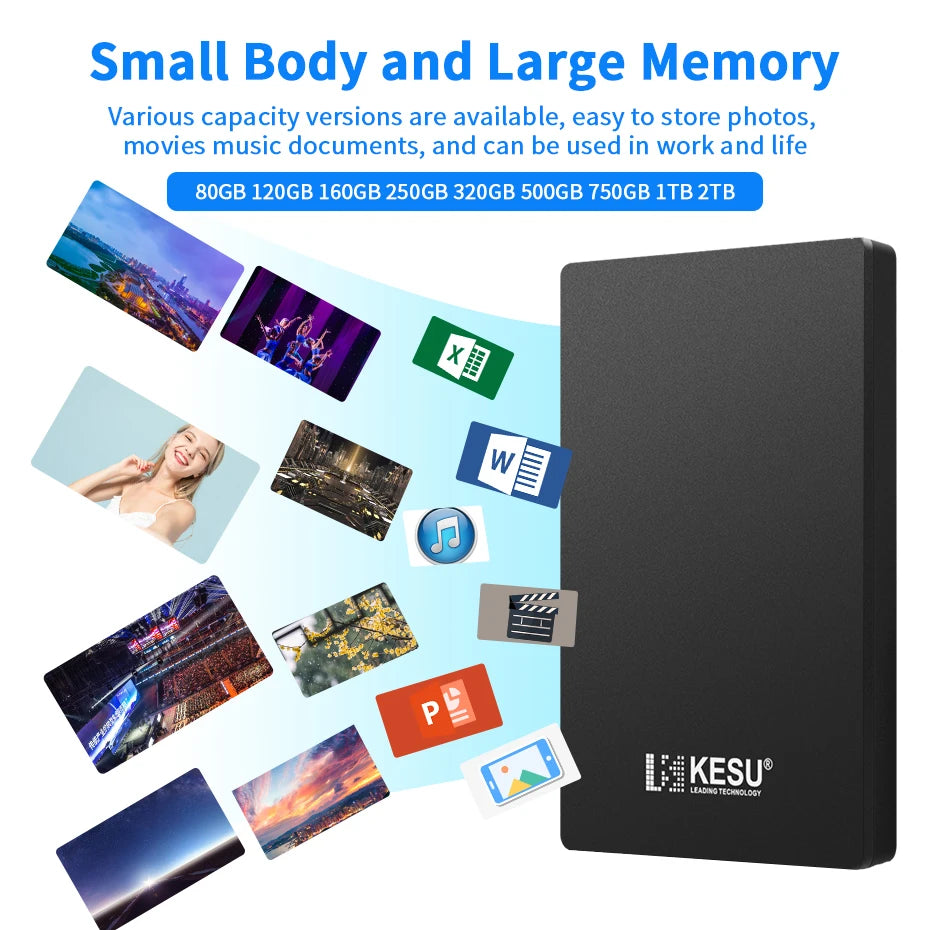 Hard Drive Storage 2TB External Hard Drive 2.5" storage solutions compatible with desktops, laptops, servers, and gaming consoles like PS4 and Xbox One