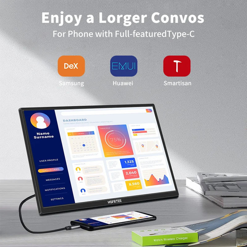 Computer Monitor 18.5'' 100Hz HDR IPS Portable Monitor, HGFRTEE