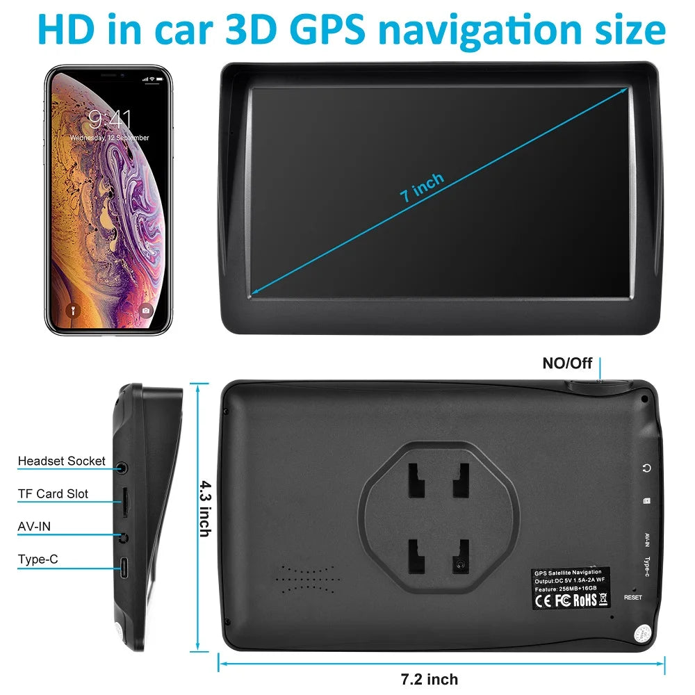 Car GPS Navigation by KMDRIVE 7 inch HD Car GPS Navigation