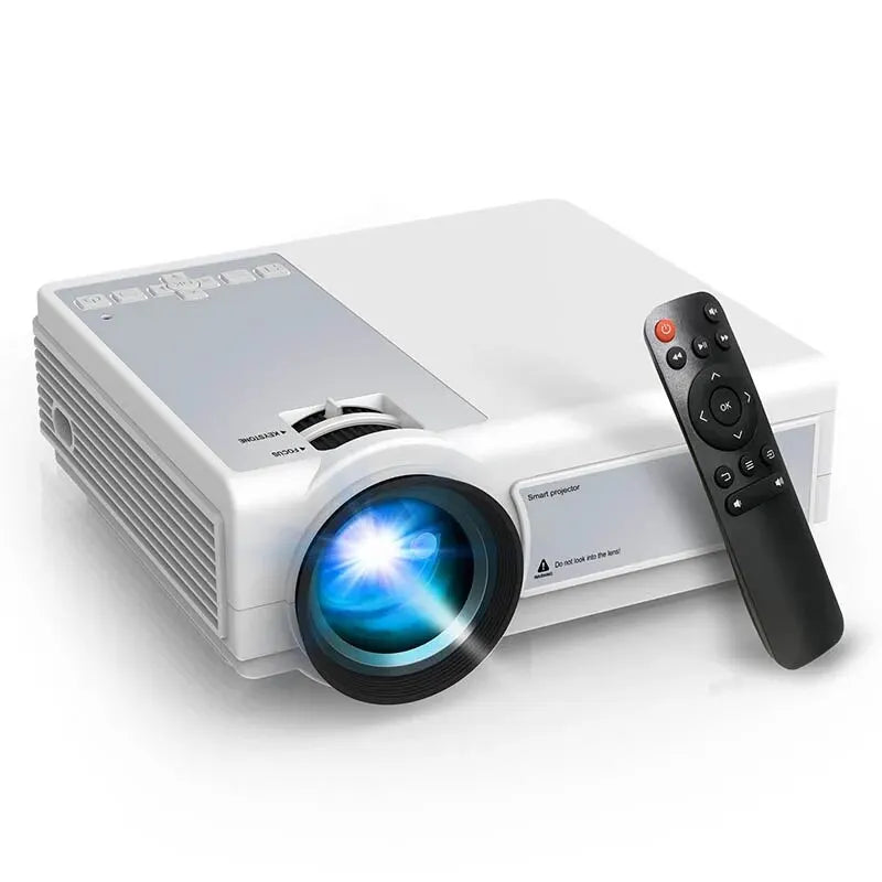 Mini Projector Global TFlag L36P 4K Equipped with HDMI, VGA, TF, and USB inputs, plus Bluetooth compatibility and a built-in speaker
