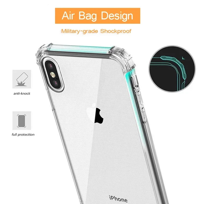 iPhone cases Shockproof Bumper Transparent Silicone Phone Case For iPhone Compatible with multiple iPhone models including iPhone 6,6s, 7,8, X series, and the iPhone 12 series