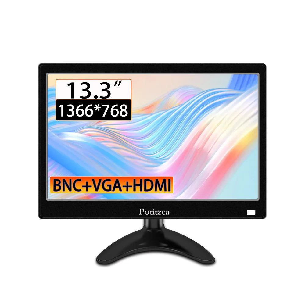 Computer Monitor 13.3" HD Portable Monitor – HDMI/VGA/BNC for PC, PS4, Xbox, Raspberry Pi