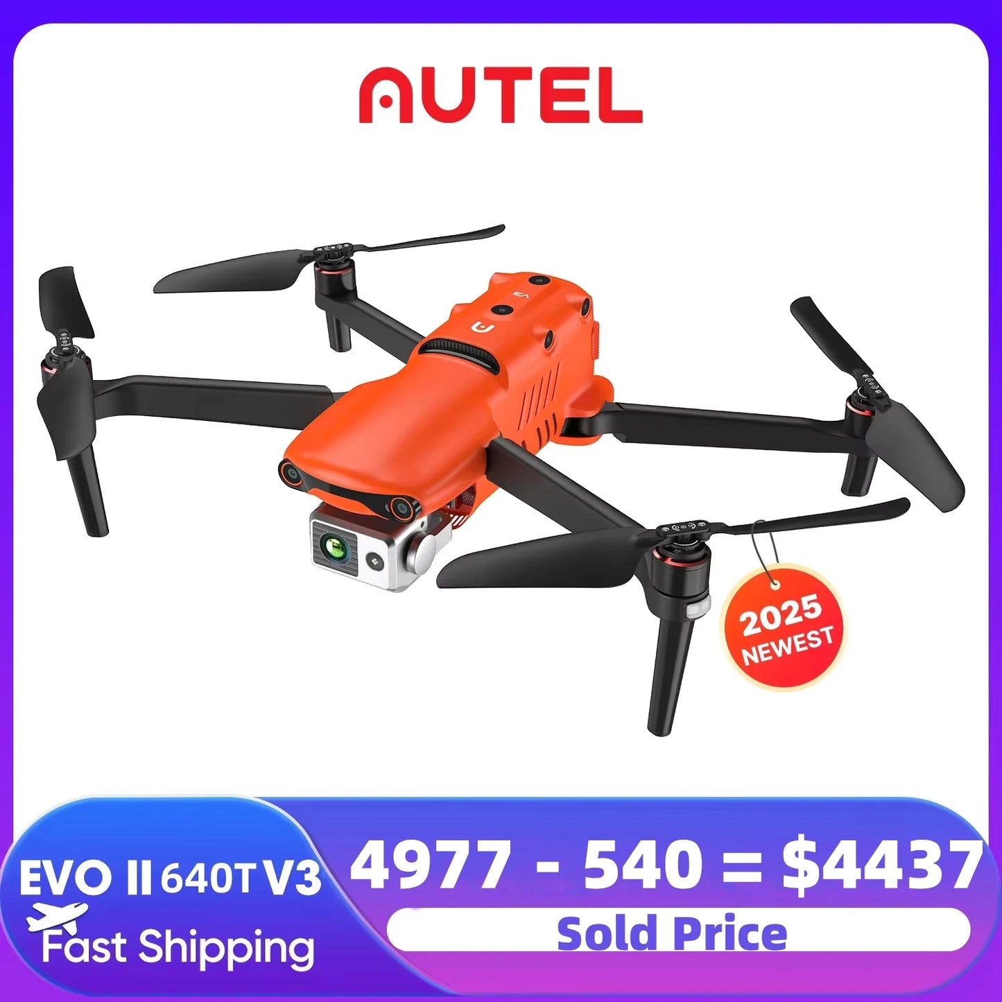 Drone Autel Robotics Camera Drone EVO II Dual 640T V3 camera drone for advanced aerial photography and videography