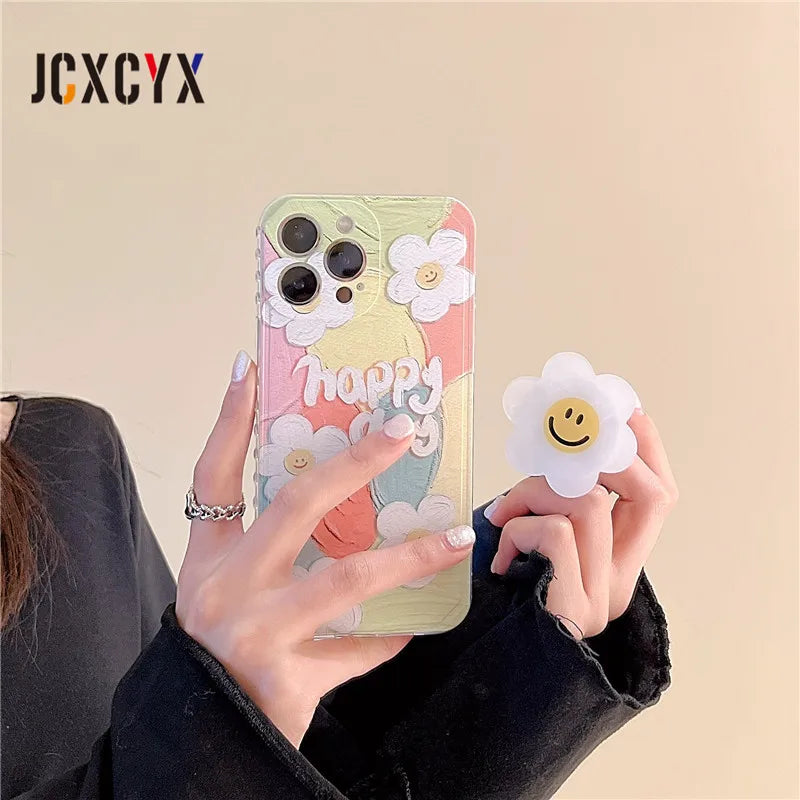 cellphone case Cute Flower Oil Painting Soft Case iPhone 12 Pro Max or 12 Mini