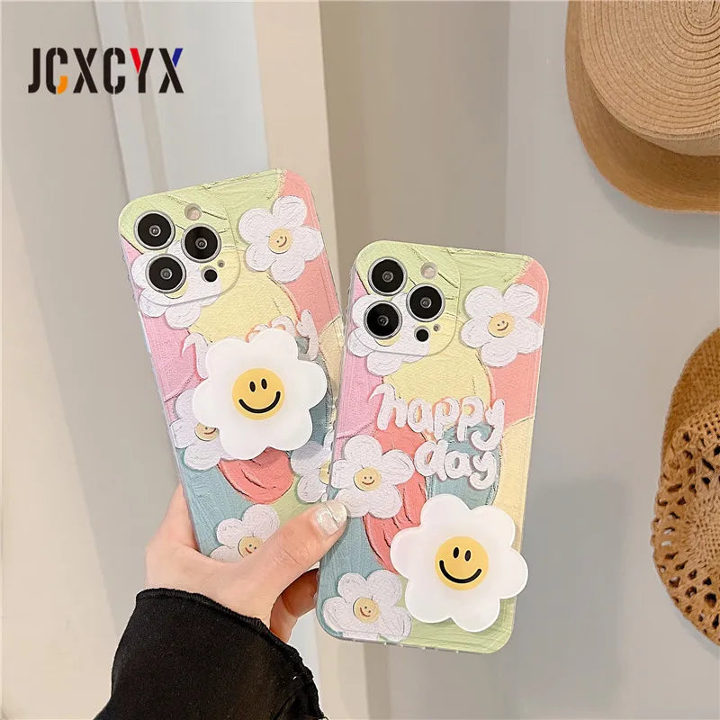 cellphone case Cute Flower Oil Painting Soft Case iPhone 12 Pro Max or 12 Mini